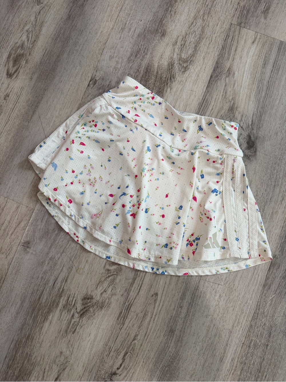 adidas White Floral Print Skort with Pink & Blue Accents